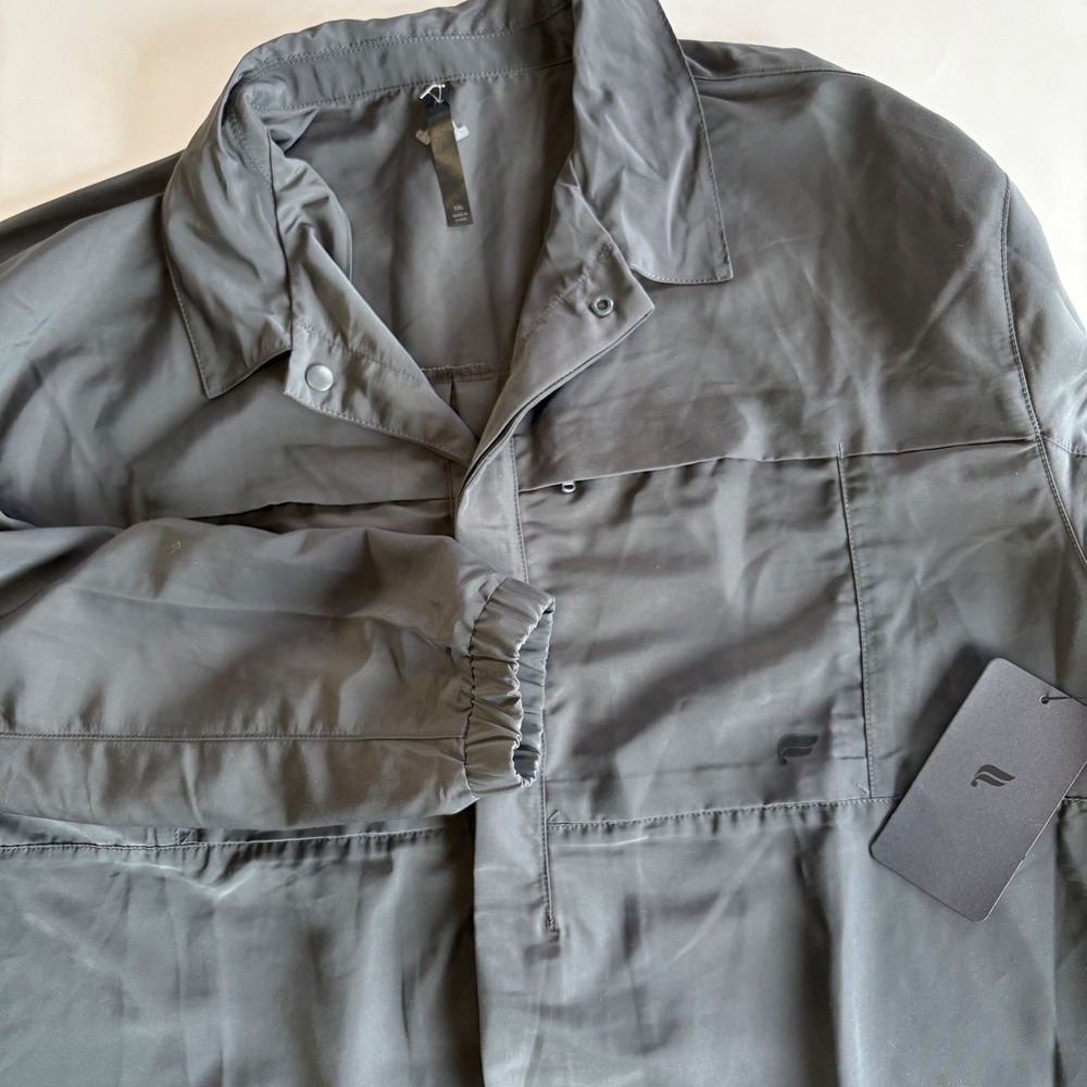 Fabletics Men's XXL Outpost Jacket Onyx Gray Water Resistant Button Front NEW